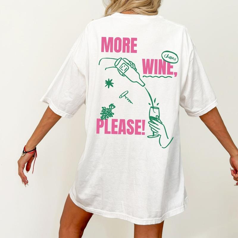 More Wine Please Unisex 2 Side T-shirt Cocktail Espresso Martini Retro Oversize Tee Hoodie, Sweatshirt | HypeDripTees.com