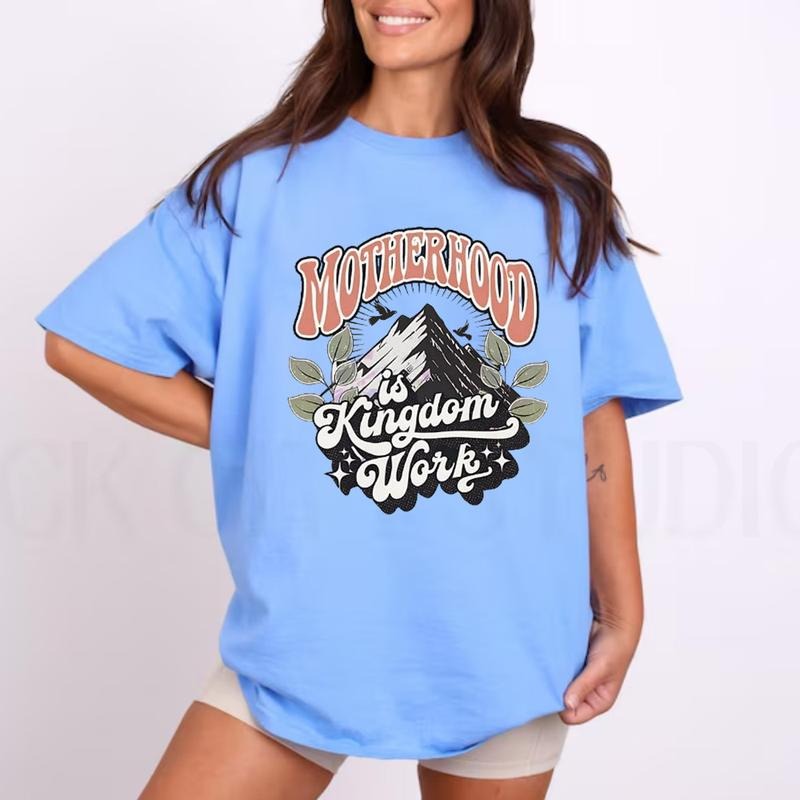 Motherhood Is Kingdom Work Mother's Day Shirt Casual Style Crew Neck Short Sleeve T-Shirt Tops Trendy for Unisex, Perfect...
