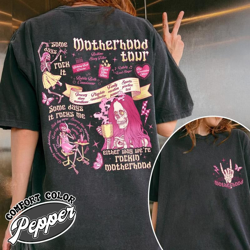 Motherhood Rock Skeleton Shirt, Motherhood Sometimes I Rock It Sometimes It Rocks Me Shirt, Motherhood Rock Shirt,...