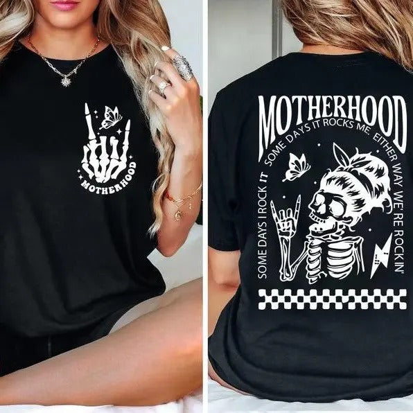 Motherhood Sometimes I Rock It Sometimes It Rocks Me Shirt, Mama Shirt, Mom Shirt Hoodie, Sweatshirt | HypeDripTees.com