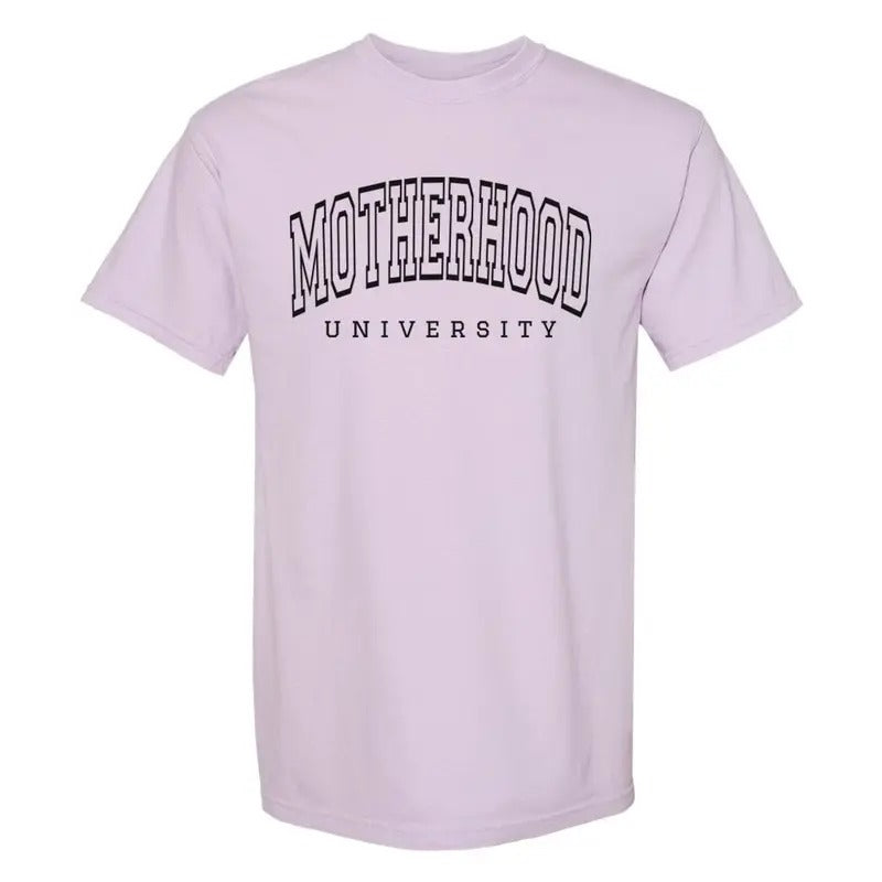 Motherhood University T-Shirt - Short Sleeve Design with Logo, Ideal for Casual Wear Hoodie, Sweatshirt | HypeDripTees.com