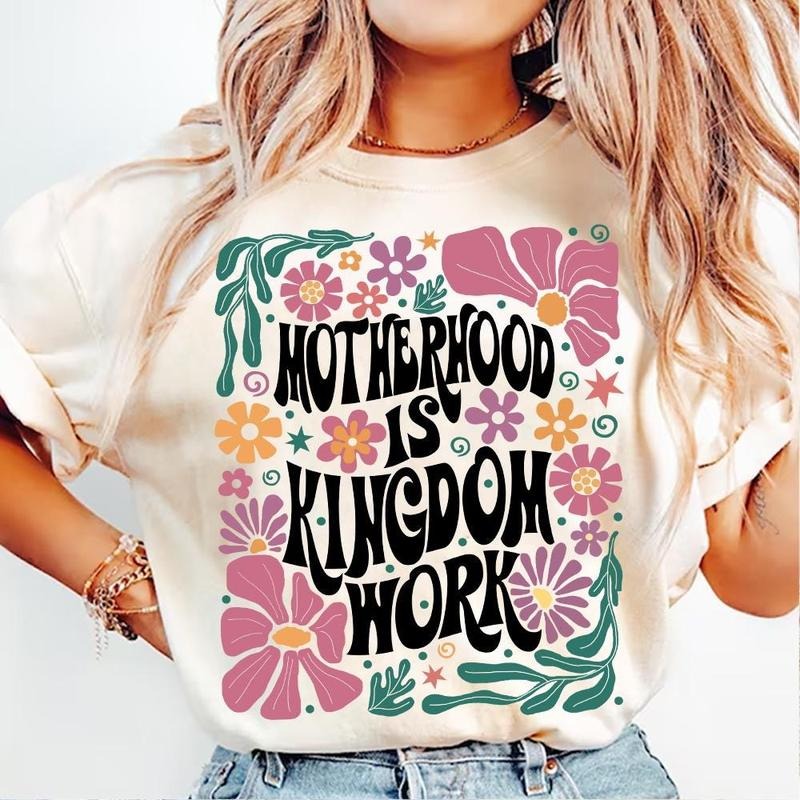 Motherhood is Kingdom Work Shirt, Boho Floral Christian Mom Shirt, Retro Christian Mom Shirt Hoodie, Sweatshirt