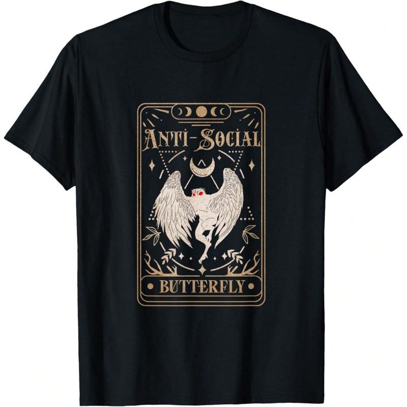 Mothman Tarot Card Antisocial Butterfly Cryptid Red Eyed T-Shirt Daily T-Shirt Women Kids Girls T-Shirt Funny Graphic...
