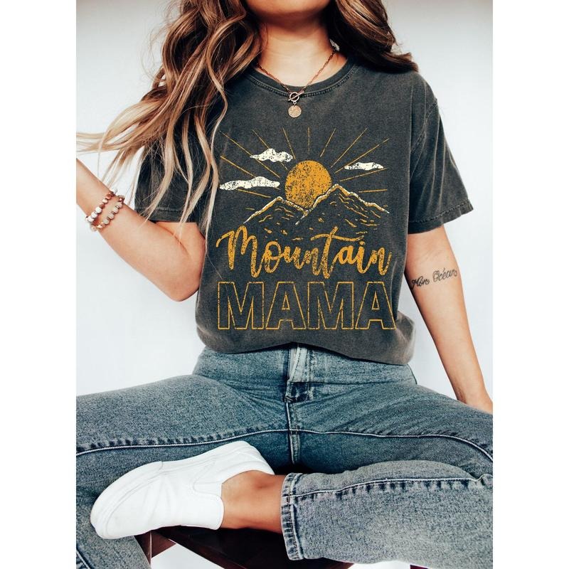 Mountain Mama Shirt,Camping Tee, Cute 70s ,Mountain Mom,Mom Hiking Shirt Hoodie, Sweatshirt | HypeDripTees.com