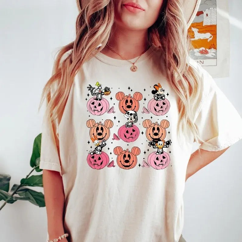 Mouse And Friends Skeleton Pumpkin Halloween Shirt, Mouse's Not So Scary Halloween Party 2024, Family Halloween Gift...