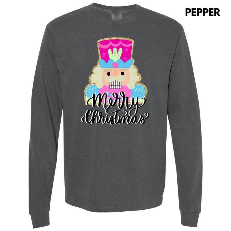 Mr. Nutcracker Merry Christmas Long Sleeve Comfort Colors T-Shirt 'NLB' Hoodie, Sweatshirt | HypeDripTees.com