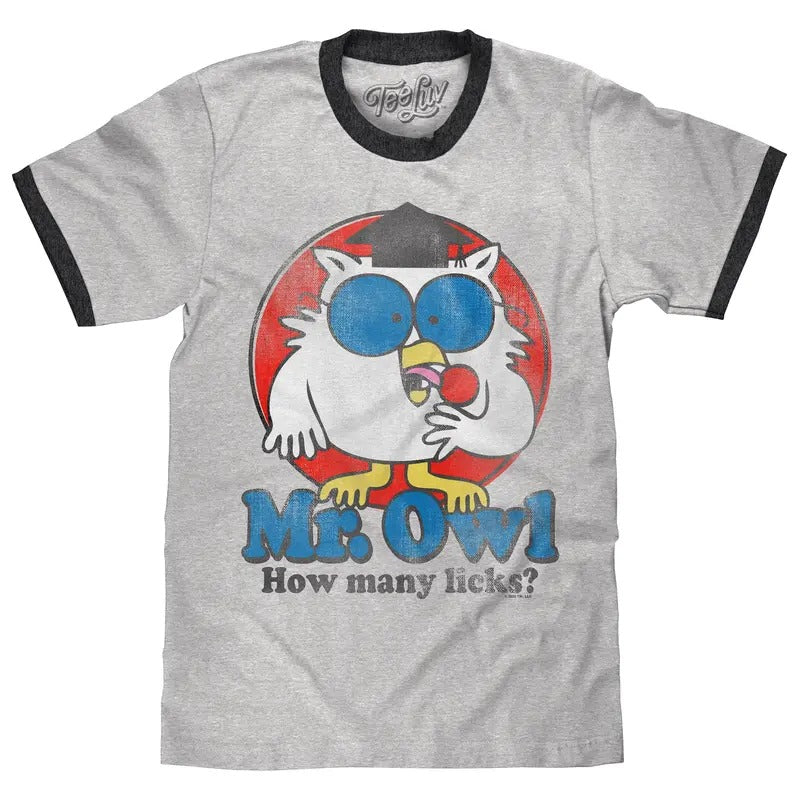 Mr. Owl How Many Licks? Ringer T-Shirt - Gray and Black Hoodie, Sweatshirt | HypeDripTees.com