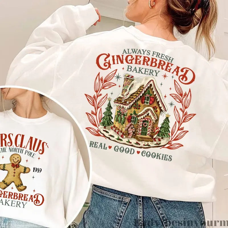 Mrs Claus' Gingerbread Christmas Sweatshirt,Retro Christmas Sweatshirt, Gingerbread Sweatshirt, Christmas Sweatshirt,...