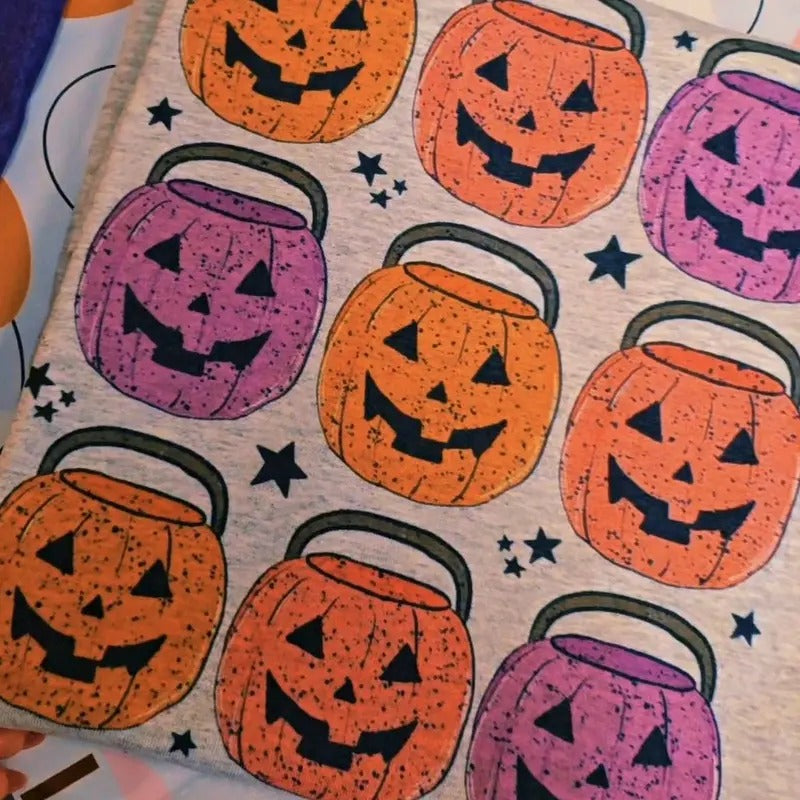 Multi Pumpkin Bucket Graphic Tee or Sweatshirt Hoodie | HypeDripTees.com