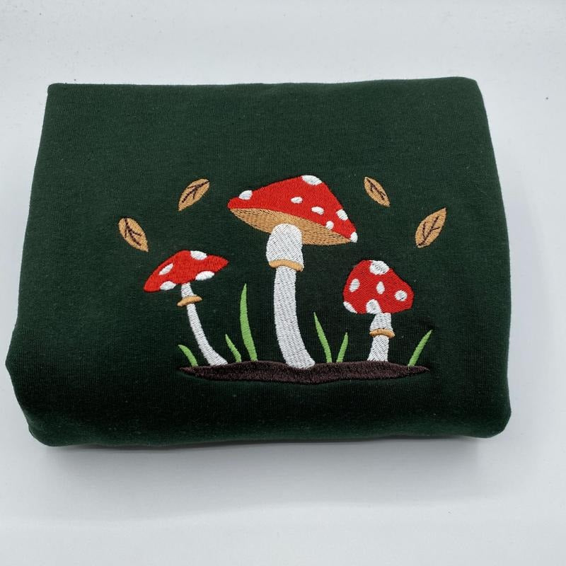 Mushroom Embroidered Sweatshirt - Embroidered Mushroom Sweater - Mushroom Lovers Gift T-Shirts, Hoodie | HypeDripTees.com