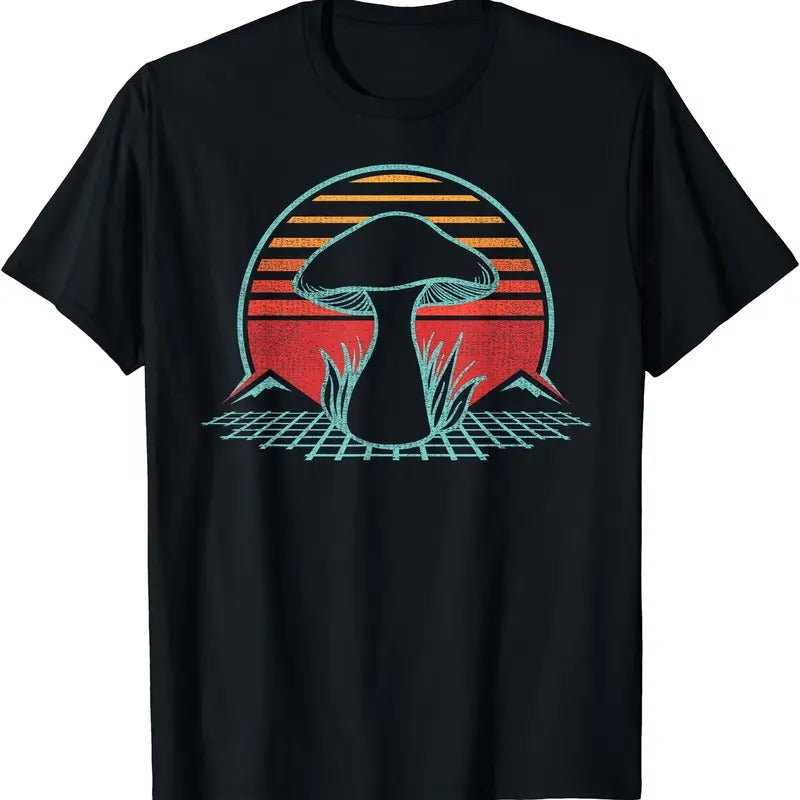 Mushroom Mycology Fungi Lover Retro Vintage 80s Style T-Shirt | Unisex Cotton Tee, Short Sleeve, Crewneck, Size S-5XL...