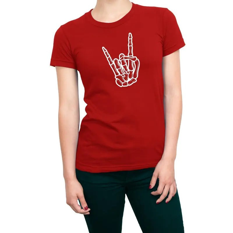 Music Concert Halloween Skeleton Hand Rock On Women's T-Shirt Hoodie, Sweatshirt | HypeDripTees.com