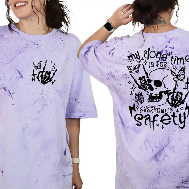 My Alone Time is For Everyone's Safety Graphic Tees for Women Short Sleeve Tshirts, Casual Womenswear T-Shirt, Soft...