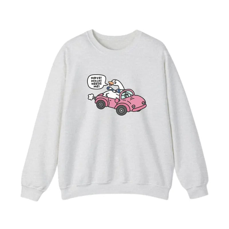 My Cat Needs Me Sweatshirt, Speeding Home to my Cat Shirt, Goose Hoodie, Silly Goose Sweater, Cute Trendy TEE Menswear...