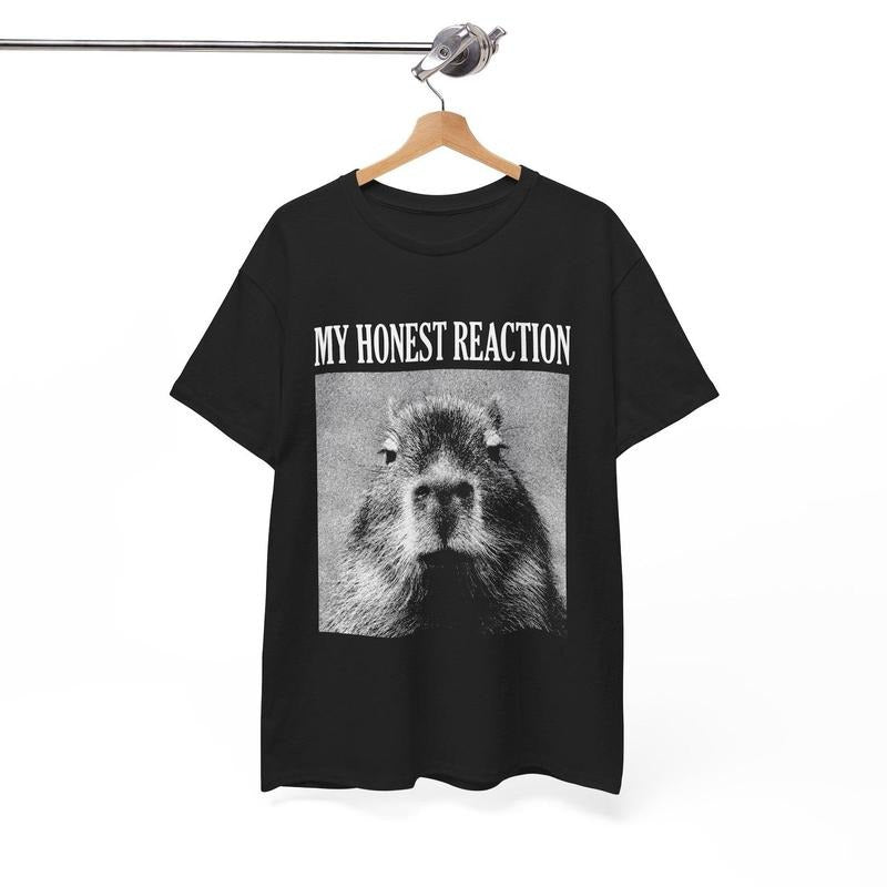 My Honest Reaction Capybara Cotton Shirt Hoodie, Sweatshirt | HypeDripTees.com
