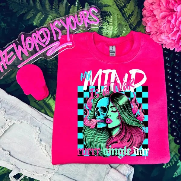My Mind Is War Every Single Day Heliconia Womenwear Casual Cute Skeleton Mental Health T-Shirts, Hoodie, Sweatshirt