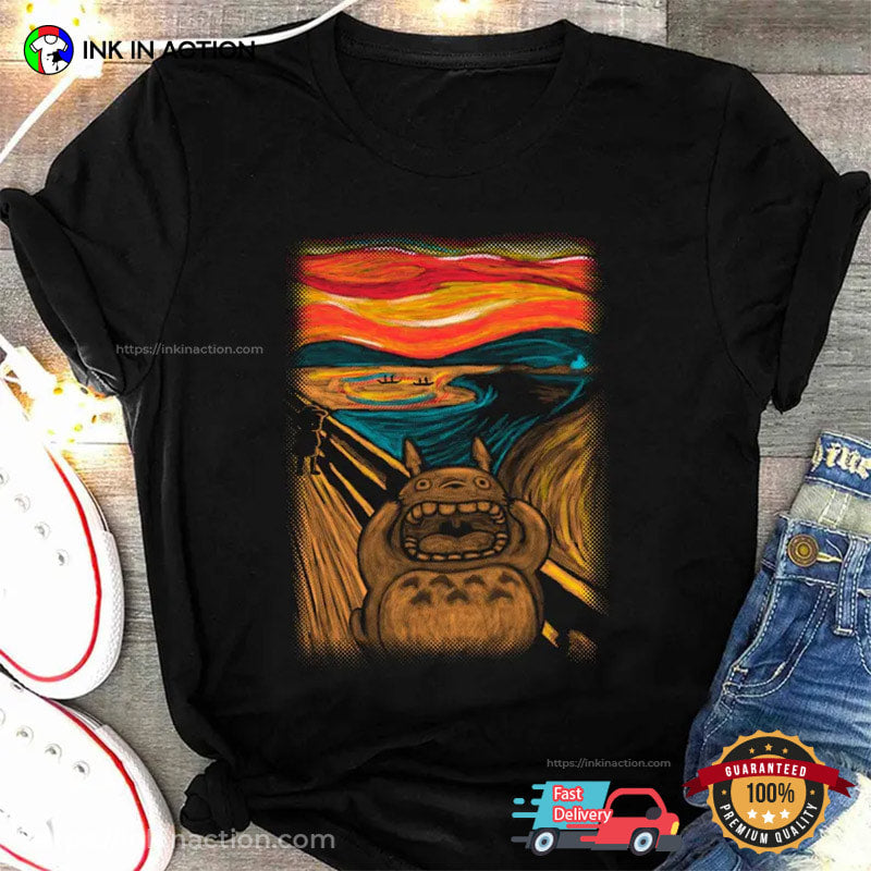 My Neighbor Totoro The Scream Parody Studio Ghibli Anime Tee