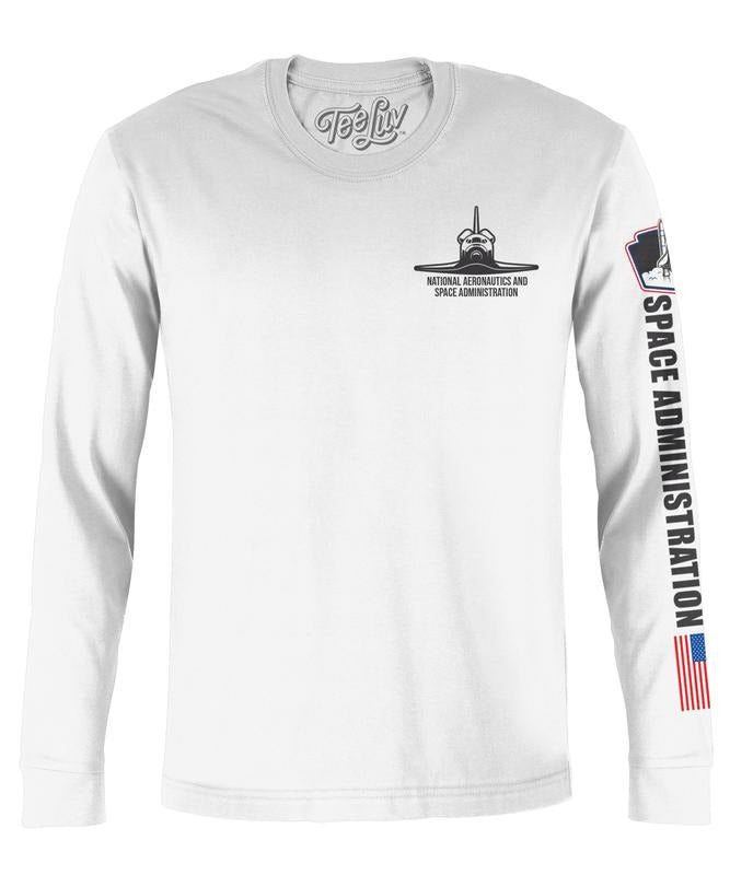 NASA Shuttle Long Sleeve T-Shirt - White Hoodie, Sweatshirt | HypeDripTees.com