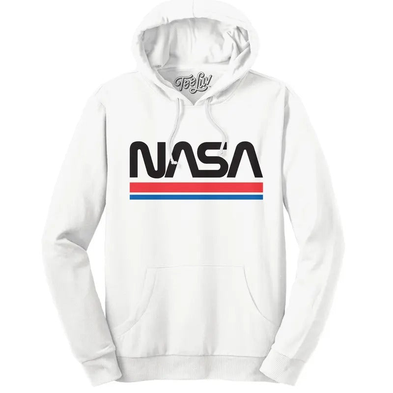 NASA Worm Logo Hooded Sweatshirt - White T-Shirts, Hoodie | HypeDripTees.com