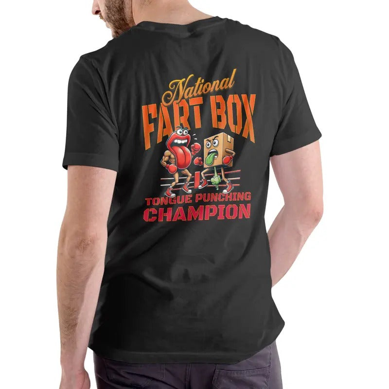 NATIONAL FART BOX TONGUE PUNCHING CHAMPION T Shirt, Unisex Cotton Menswear Stylish Hoodie, Sweatshirt | HypeDripTees.com