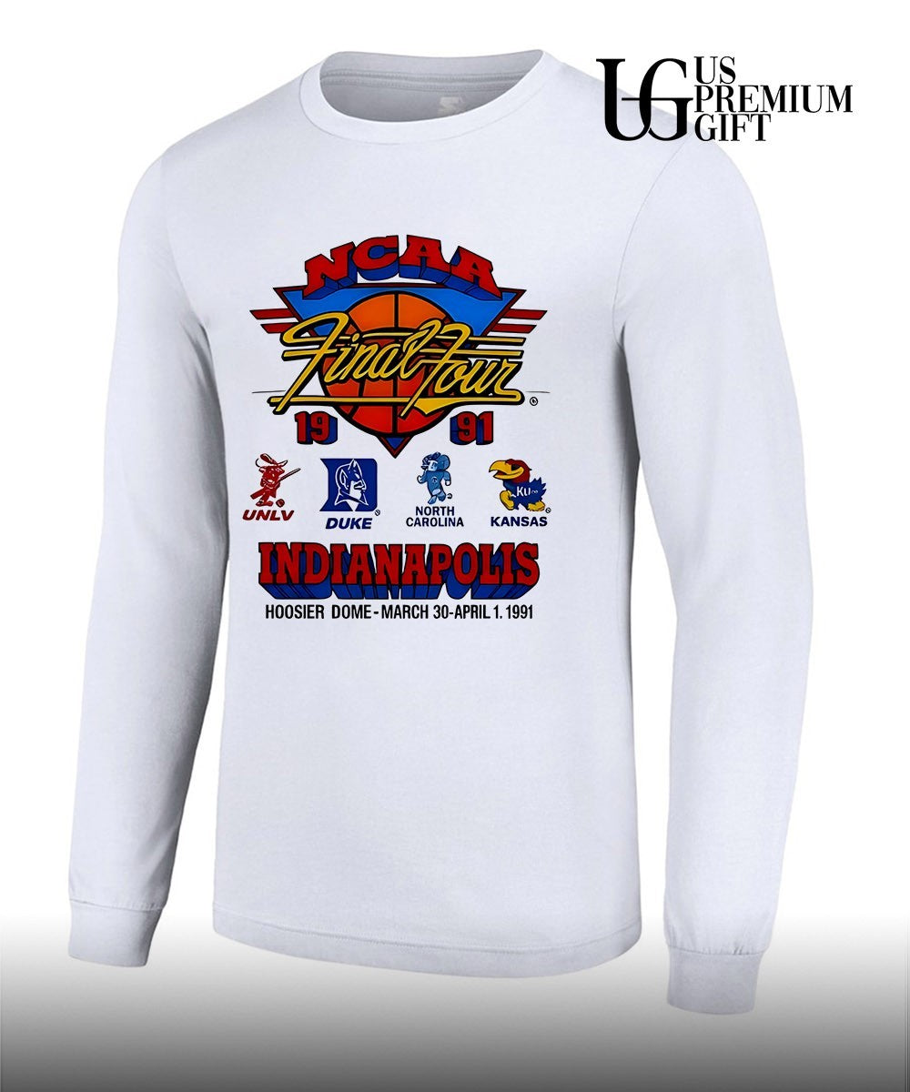 NCAA Final Four UNLV Duke North Carolina Kansas Basketball 1991 Indianapolis Hoosier Dome graphic shirt