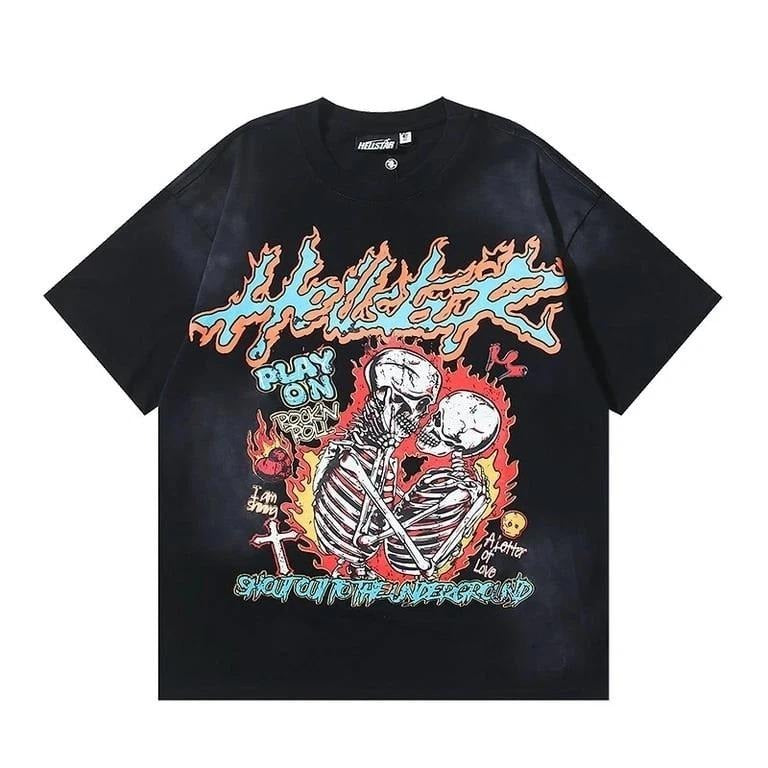 NEW Hell Studios Star skeleton Play on printing tee Men's Short sleeved T-shirt Hoodie, Sweatshirt | HypeDripTees.com