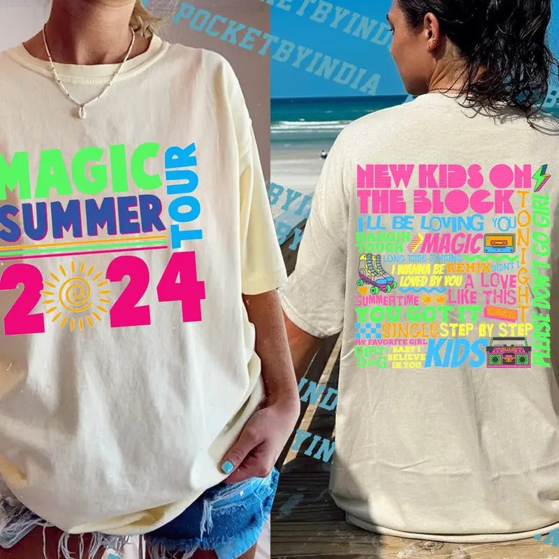 NKOTB Magic Summer 2024 Shirt, New Kids On the Block T-Shirt, NKOTB 2024 Tour Sweatshirt, Nkotb Group Concert Tee, Full...