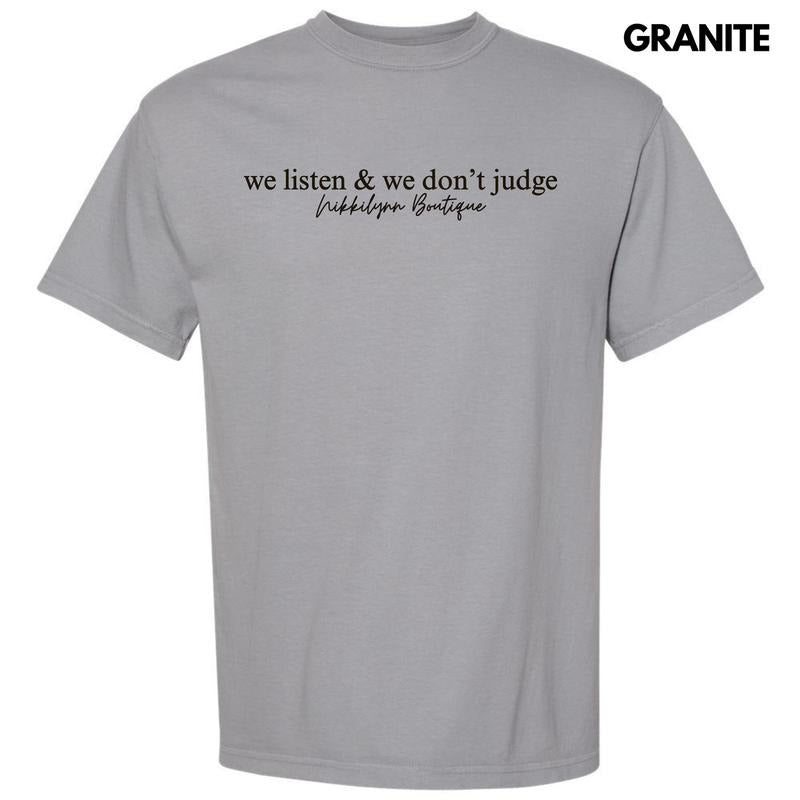 NLB MERCH - We Listen & We Don't Judge Comfort Colors T-Shirt 'NLB' Hoodie, Sweatshirt | HypeDripTees.com