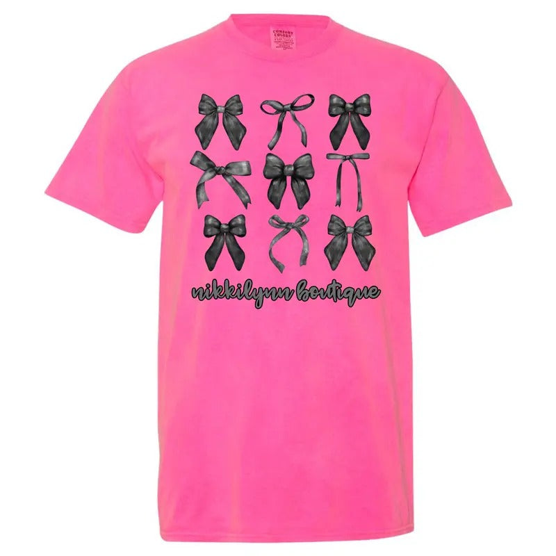NLB Merch -Black Bow Coquette Comfort Colors T-Shirt Hoodie, Sweatshirt | HypeDripTees.com