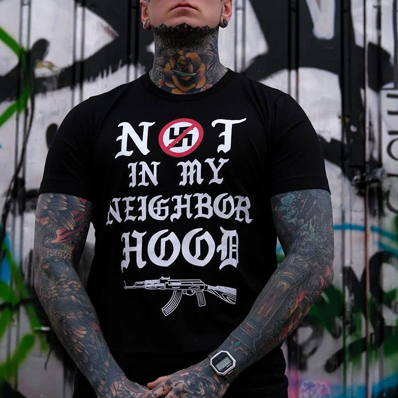 NOT IN MY NEIGHBORHOOD Graphic Black Print T-shirt -  Sweatshirt