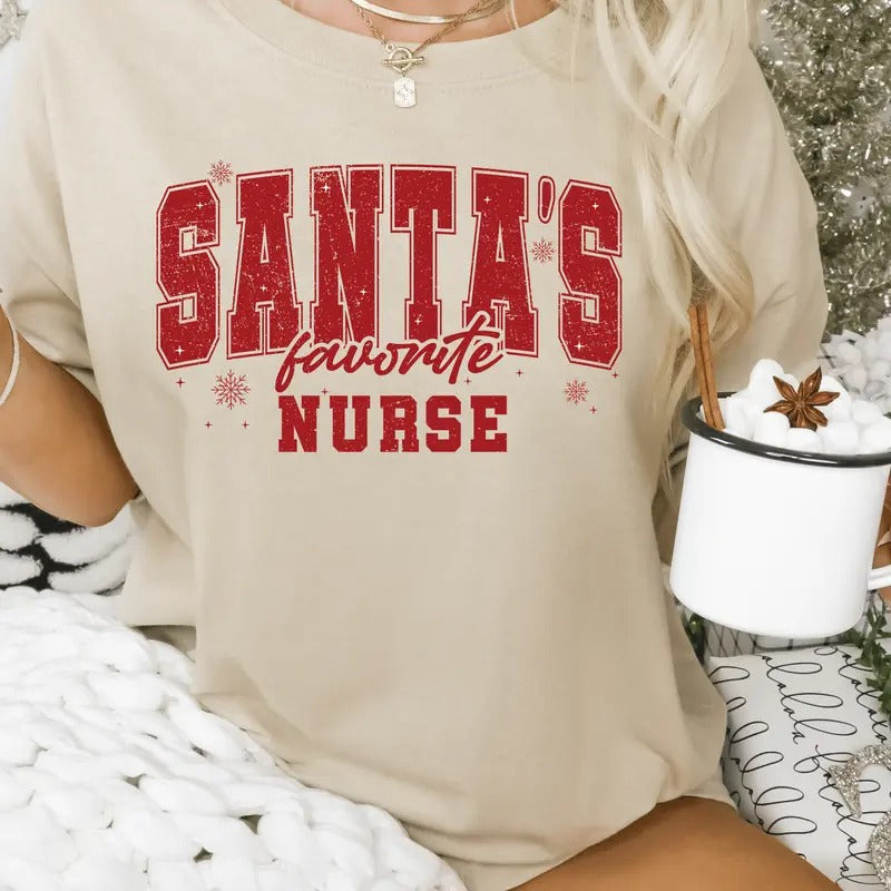 NURSE Christmas Shirt - Santa's Favorite Nurse Christmas Unisex Shirt