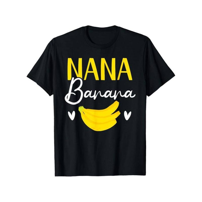 Nana Banana Men's Pattern T-shirt - Black casual summer T-shirt with eye-catching yellow "Nana Banana" print and fun...