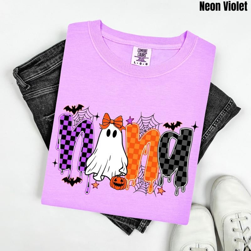 Nana Ghostly Checkered Comfort Colors T-Shirt 'NLB' Hoodie, Sweatshirt | HypeDripTees.com