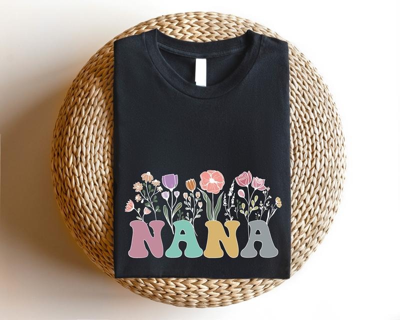 Nana Shirt, Floral Nana T-shirt, Wildflower Grandma Tee, Mothers Day Gift Tee, New Grandmother Birthday Gift Short...