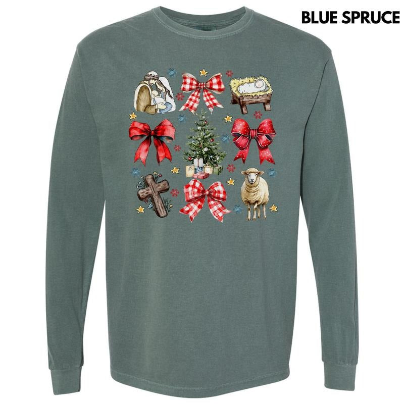 Nativity Coquette Collage Long Sleeve Comfort Colors T-Shirt 'NLB' Hoodie, Sweatshirt | HypeDripTees.com