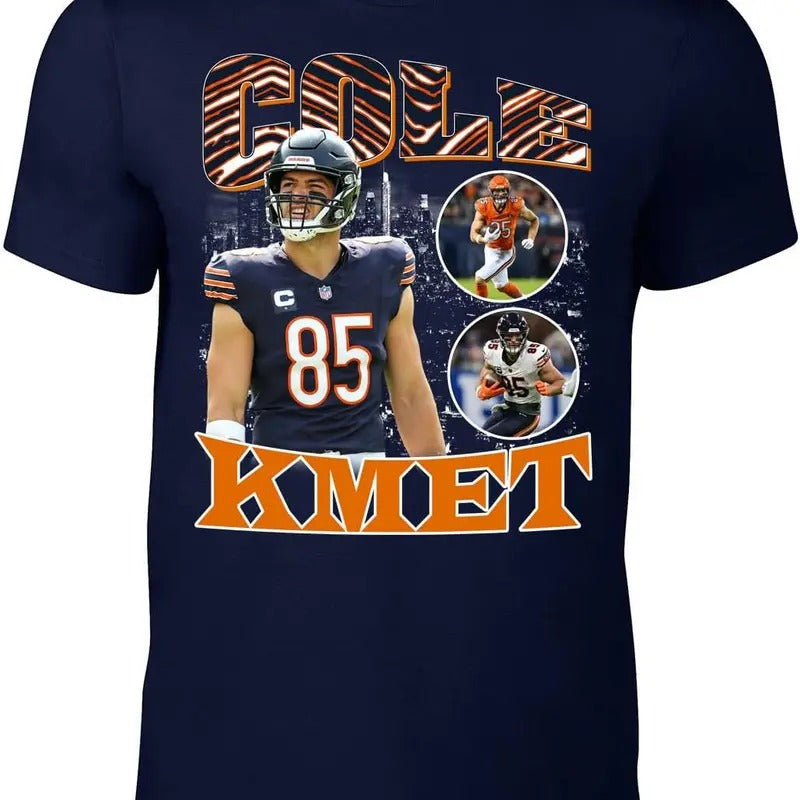 Navy Chicago Cole Kmet Bootleg Style T-Shirt Hoodie, Sweatshirt | HypeDripTees.com