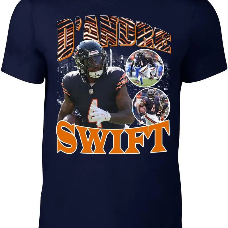 Navy Chicago D'Andre Swift Bootleg Style T-Shirt Hoodie, Sweatshirt | HypeDripTees.com