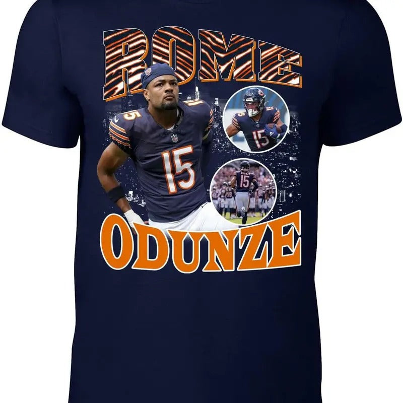 Navy Chicago Rome Odunze Bootleg Style T-Shirt Hoodie, Sweatshirt | HypeDripTees.com