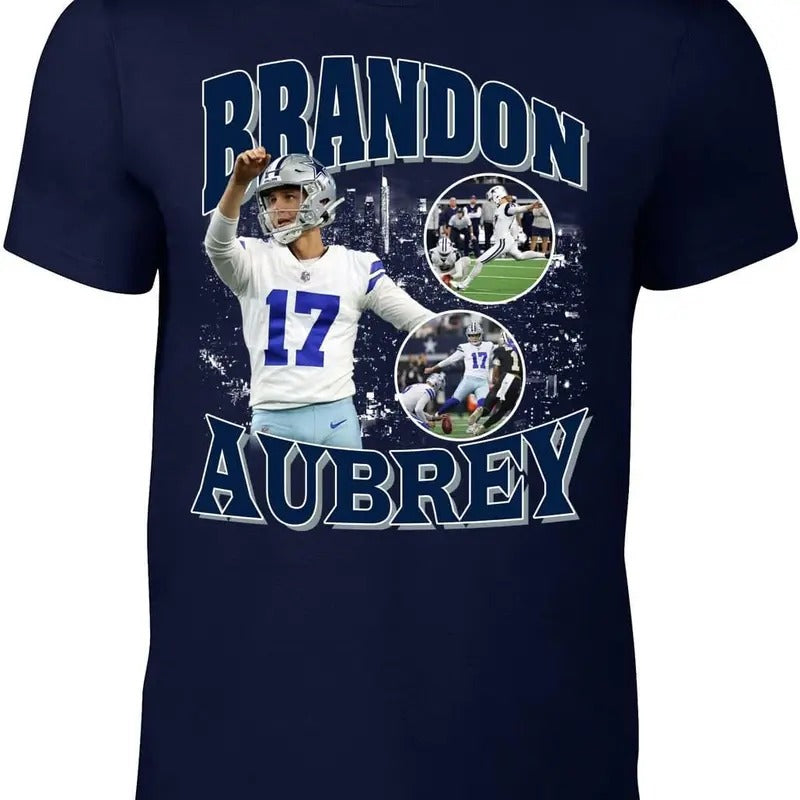 Navy Dallas Brandon Aubrey Bootleg Style T-Shirt Hoodie, Sweatshirt | HypeDripTees.com