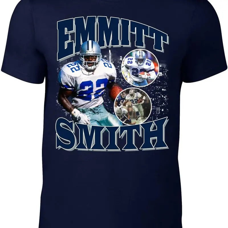 Navy Dallas Emmitt Smith Bootleg Style T-Shirt Hoodie, Sweatshirt | HypeDripTees.com