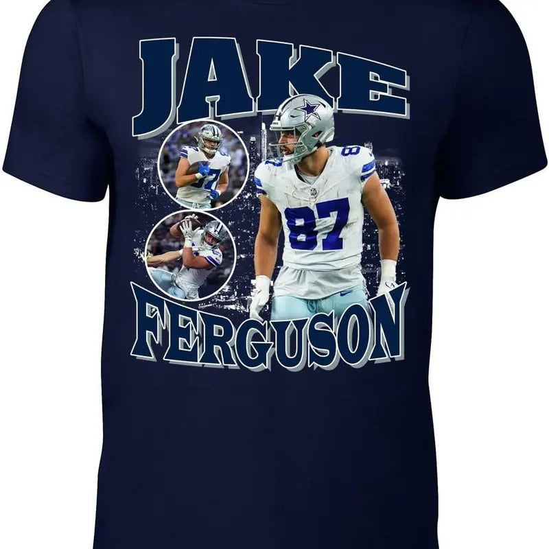 Navy Dallas Jake Ferguson Bootleg Style T-Shirt Hoodie, Sweatshirt | HypeDripTees.com