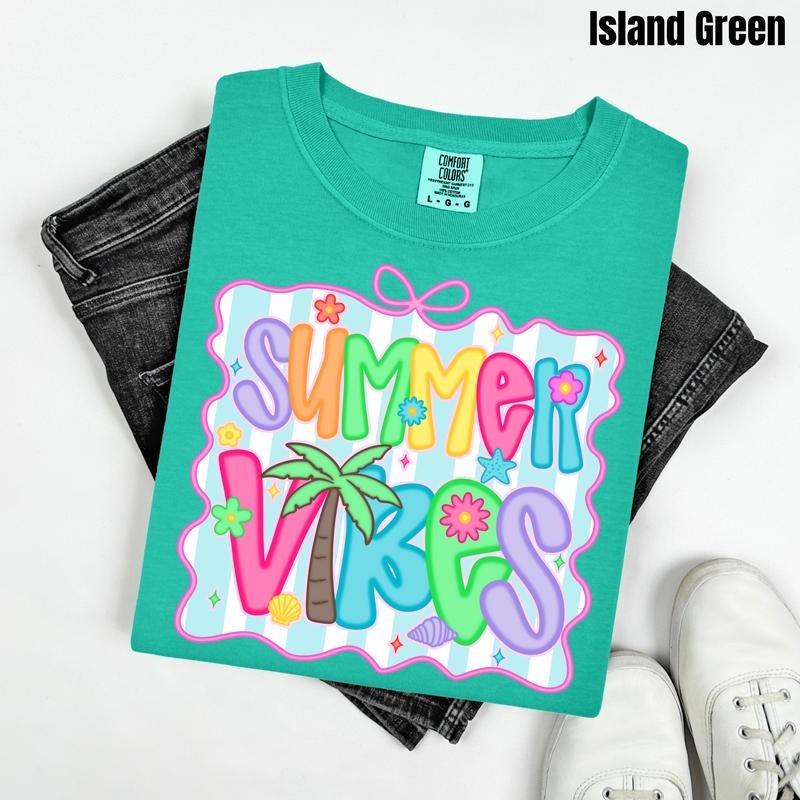 Neon Stripe Summer Vibes Comfort Colors T-Shirt NLB' Hoodie, Sweatshirt | HypeDripTees.com