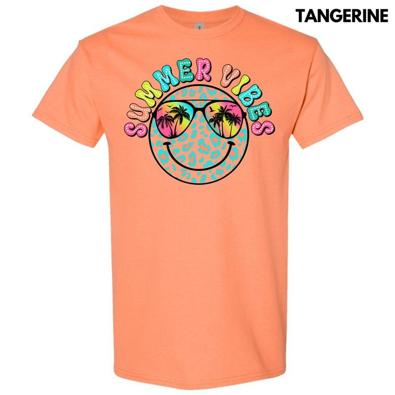 Neon Summer Vibe Happy Face Gildan Short Sleeve T-Shirt 'NLB' Hoodie, Sweatshirt | HypeDripTees.com