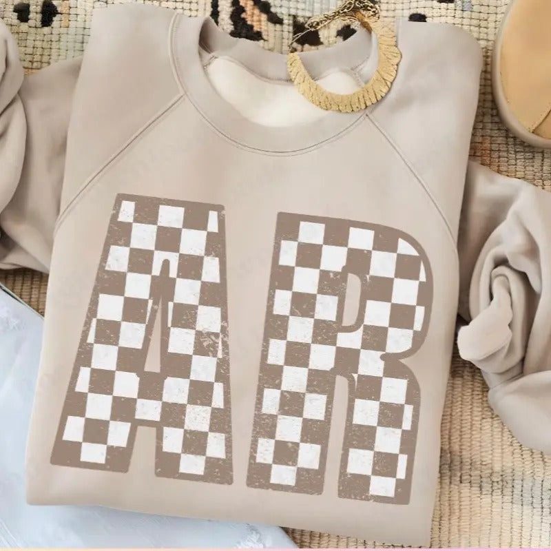 Neutral AR checkered Arkansas Sweatshirt Gildan Crewneck T-Shirts, Hoodie | HypeDripTees.com