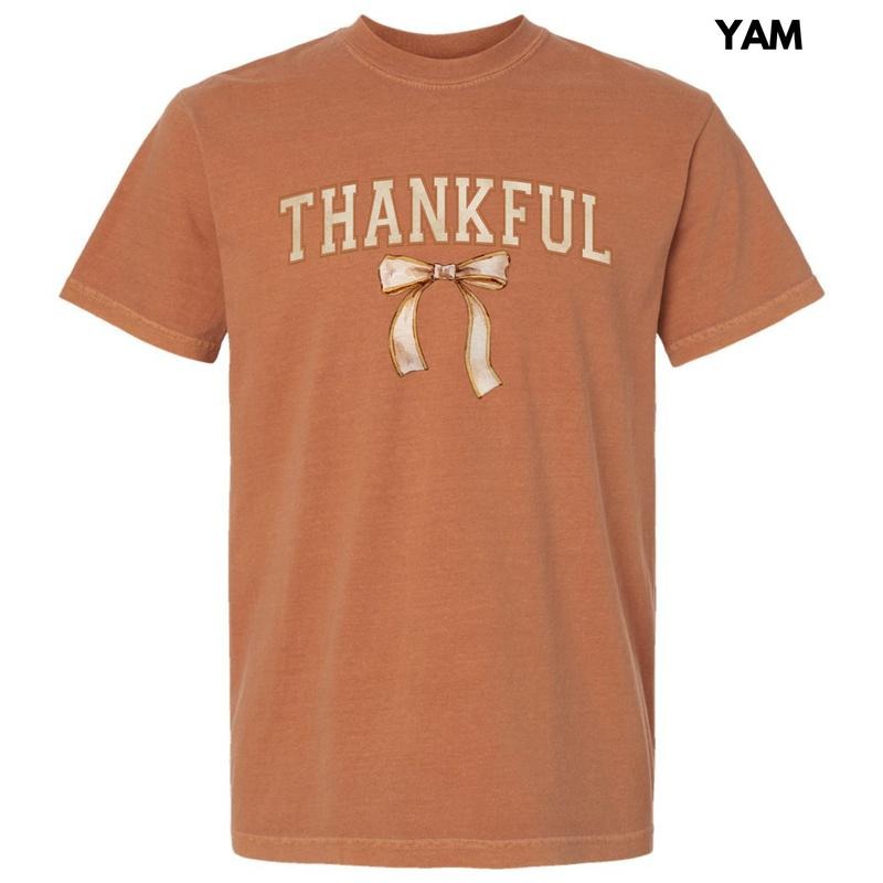 Neutral Thankful Bow Comfort Colors T-Shirt 'NLB' Hoodie, Sweatshirt | HypeDripTees.com