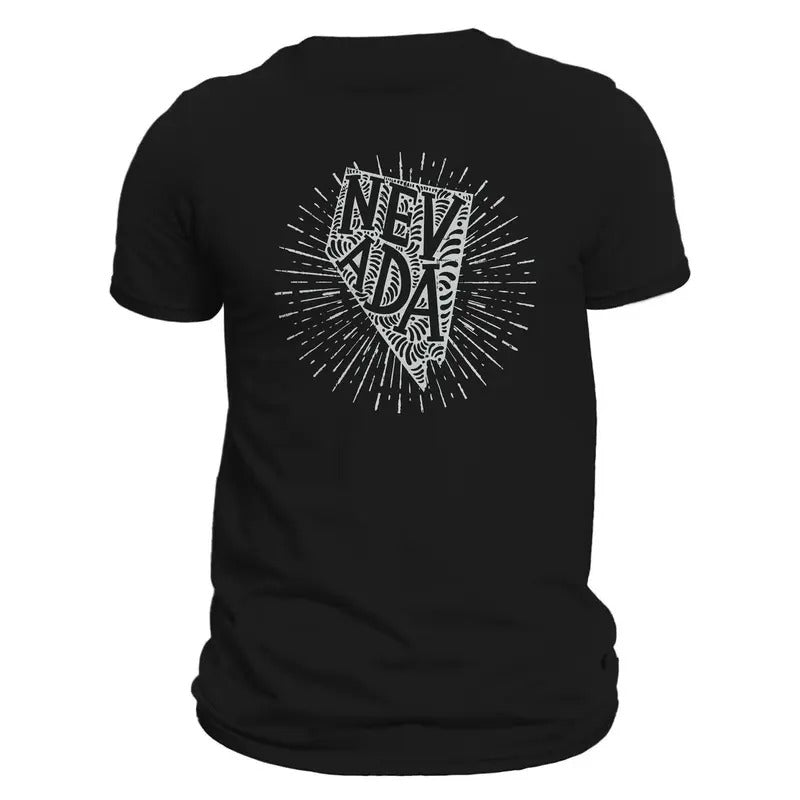 Nevada State Men's T-Shirt Casual Crewneck Cotton Black with Unique Graphic Design Hoodie, Sweatshirt | HypeDripTees.com
