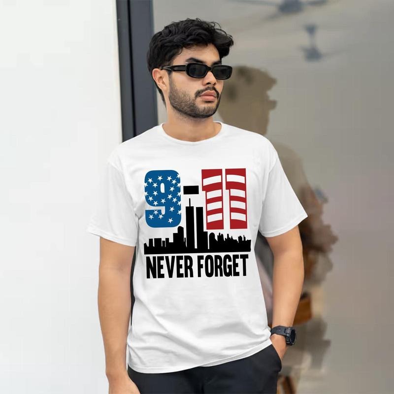 Never Forget 911 T Shirt, American Flag Shirt, USA Patriotic Tee, Memorial Gift Hoodie, Sweatshirt | HypeDripTees.com