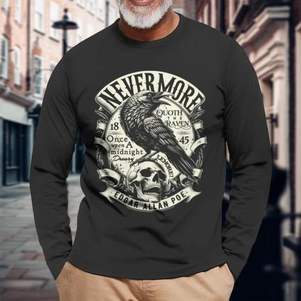 Nevermore Raven Quote Gothic Typography Edgar Allan Poe Vintage Shirt Hoodie, Sweatshirt | HypeDripTees.com