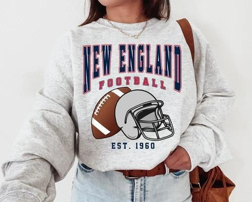 New England Football Sweatshirt, Vintage Unisex New England Crewneck, Gift for Football Fan Cotton Fit T-Shirts, Hoodie