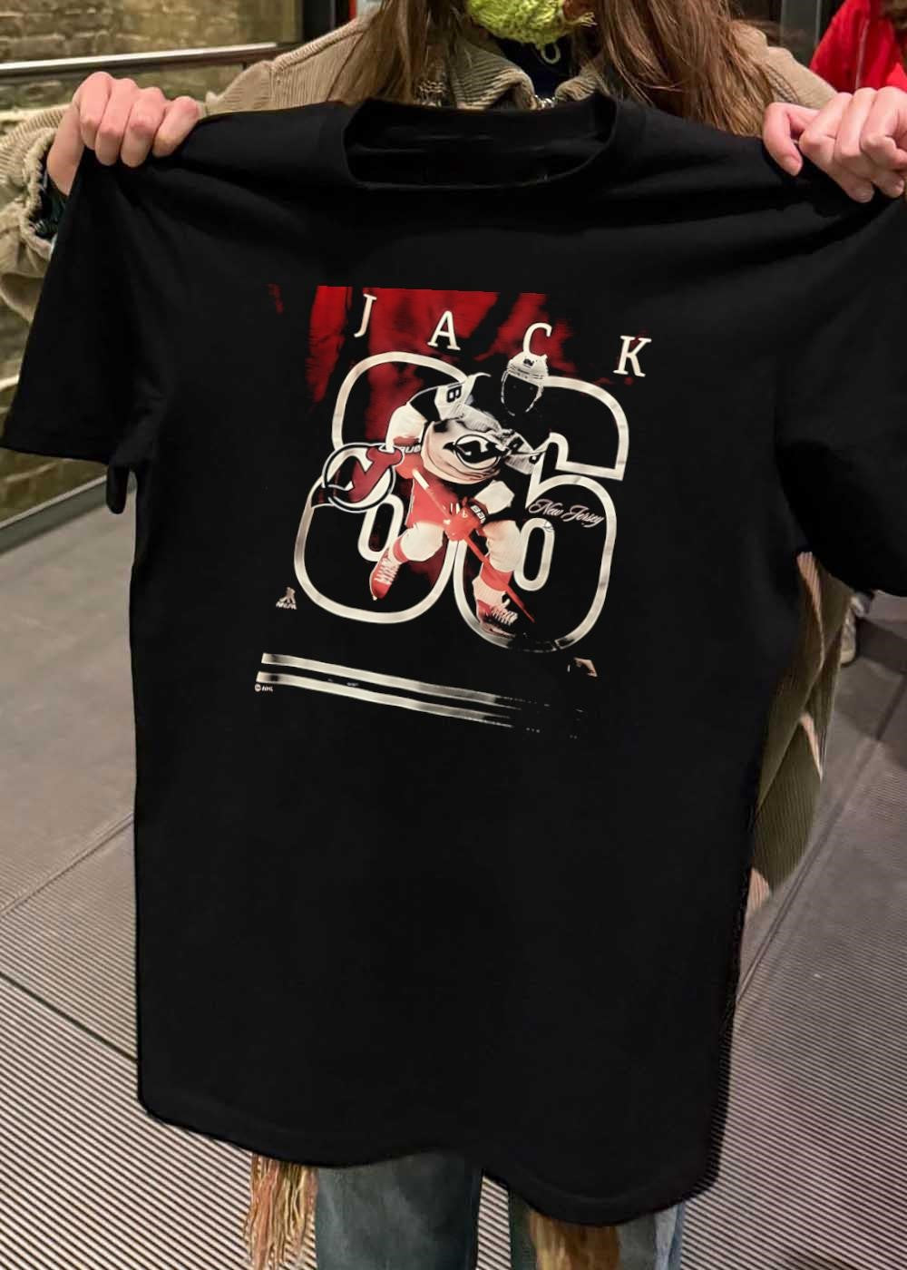 New Jersey Devils Jack Hughes Playing Hockey Shirt